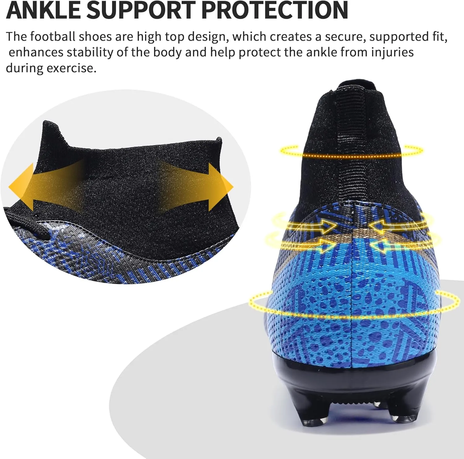 Mens Soccer Cleats Outdoor Lightweight High-Top Training Boots Ground Athletic Football Boots Soccer Shoes for Men/Women