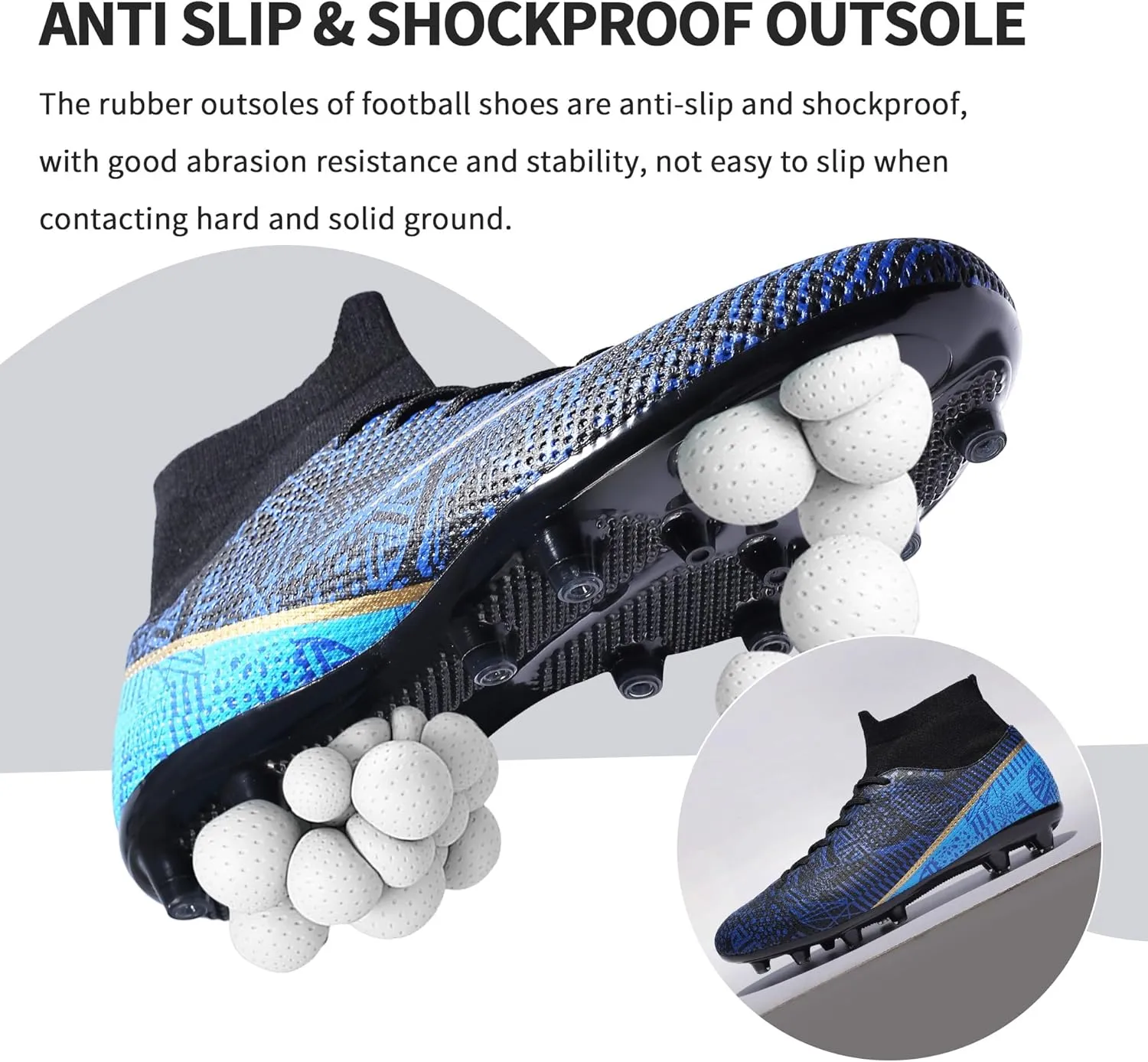 Mens Soccer Cleats Outdoor Lightweight High-Top Training Boots Ground Athletic Football Boots Soccer Shoes for Men/Women