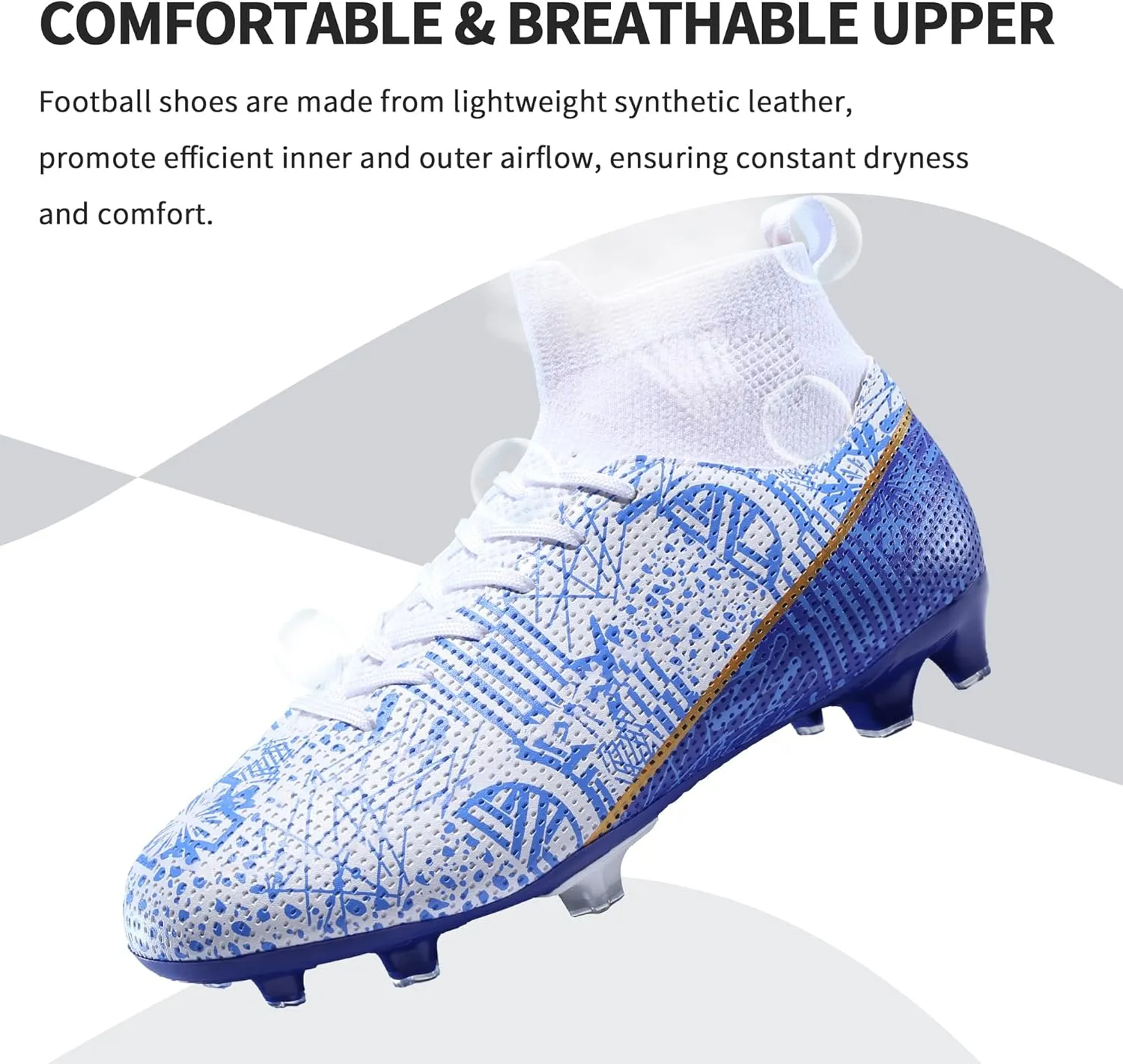 Mens Soccer Cleats Outdoor Lightweight High-Top Training Boots Ground Athletic Football Boots Soccer Shoes for Men/Women