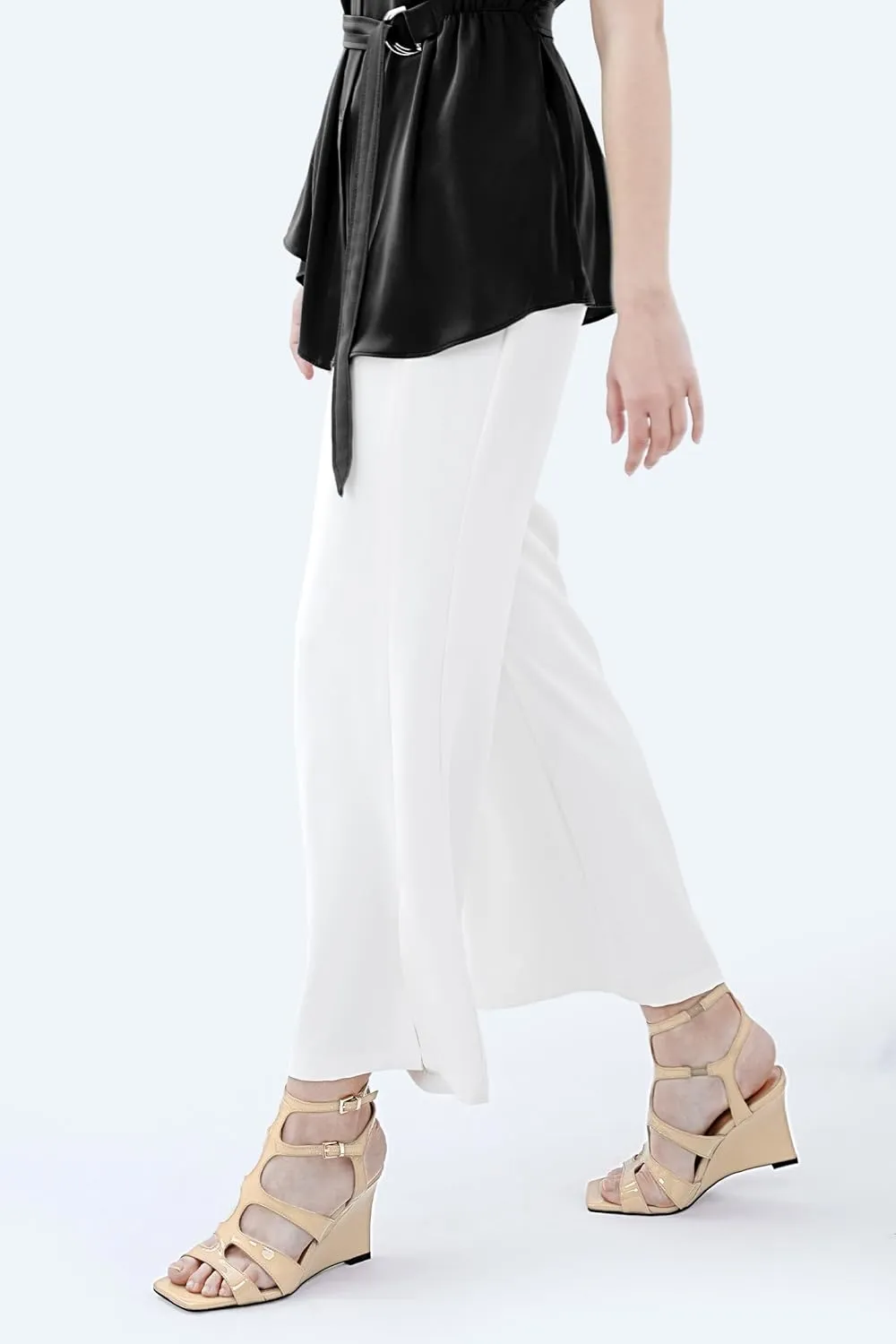 Oh Mispares Gladiator Sandals for Women Square Open Toe T-Strap Wedge Sandals Two Buckle Ankle Strap Heeled Strappy Heels Party Dressy Summer