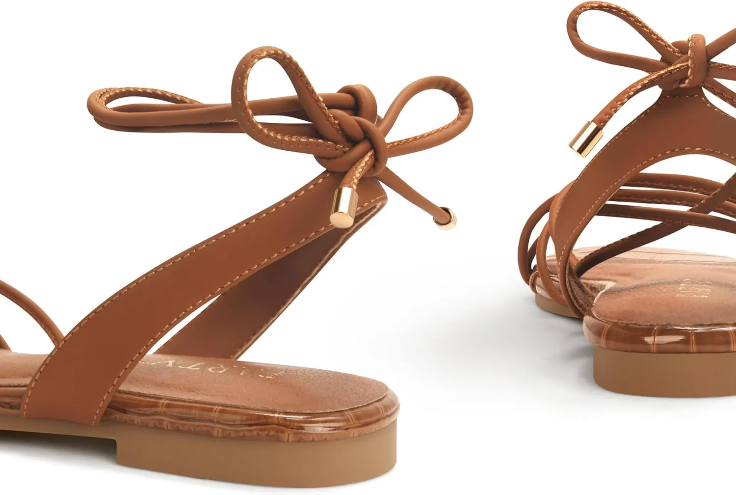 PARTY Women's Strappy Sandals Gladiator Lace Up Flats Summer Wrap Open Toe Tie Up Shoes