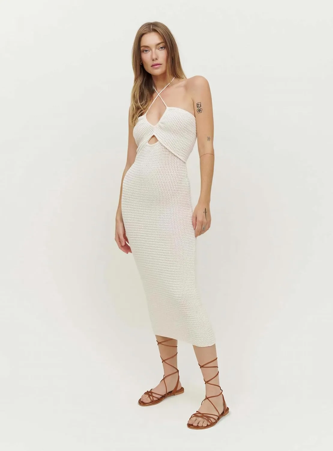 PARTY Women's Strappy Sandals Gladiator Lace Up Flats Summer Wrap Open Toe Tie Up Shoes