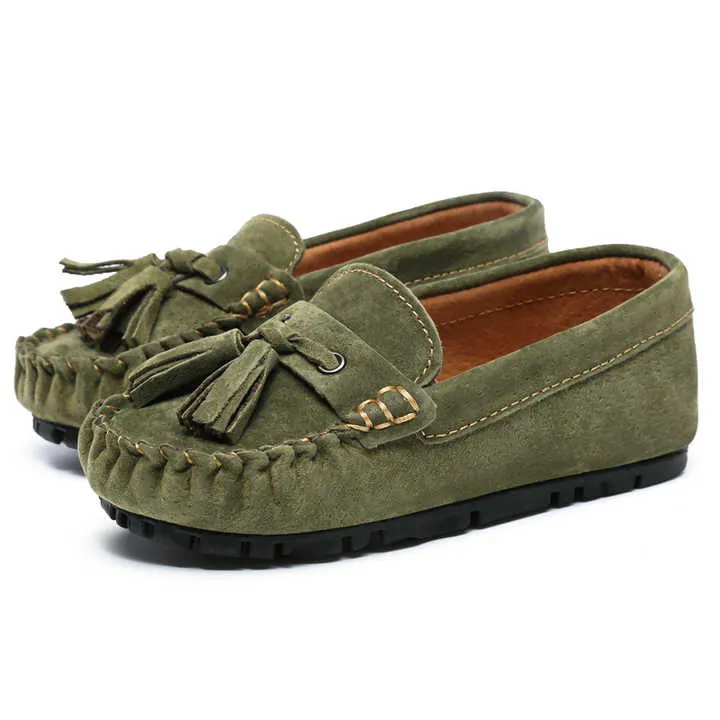 Real Leather Tassel Bean Shoes Children-أحذية أطفال من الجلد