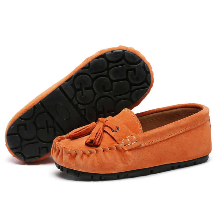 Real Leather Tassel Bean Shoes Children-أحذية أطفال من الجلد