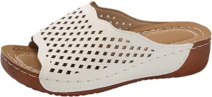 Slippers for Women Summer Orthopedic Platform Sandals Arch Support Sandals Wide Width Leather Wedge Slippers