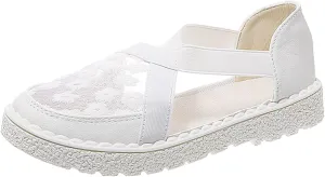 Women Embroidery Mesh Closed Toe Sandals for Women Casual Summer Hollow Out Vintage Wedge Sandal Gladiator Outdoor Shoes