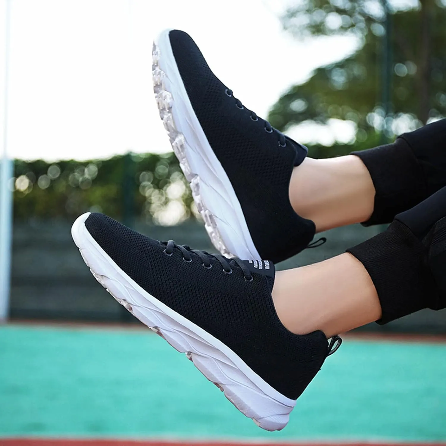 Womens Running Shoes Lightweight Breathable No Slip Tennis Shoes Womens Sports Black Casual Shoes Men's Fashion Sneakers Tennis Shoe Cross Trainer Shoe