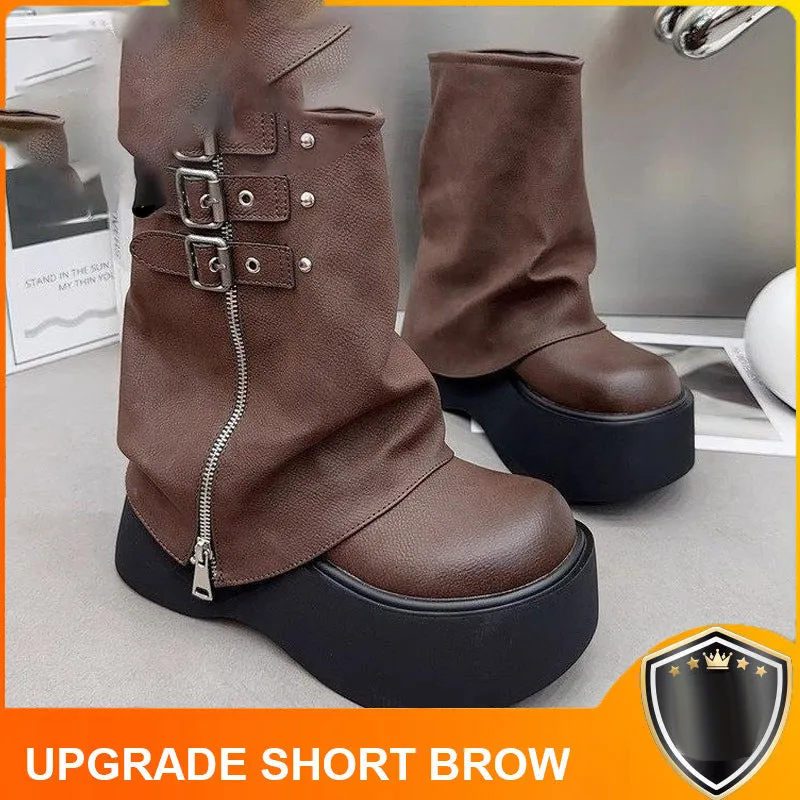 Women's Vintage Padded Thick Sole Boots
