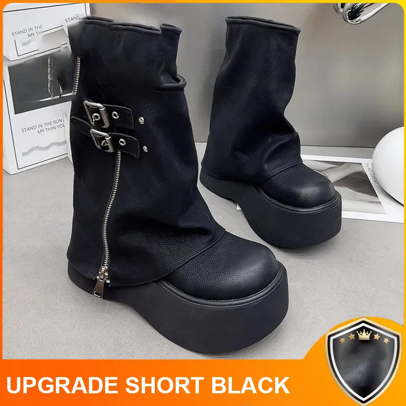 Women's Vintage Padded Thick Sole Boots