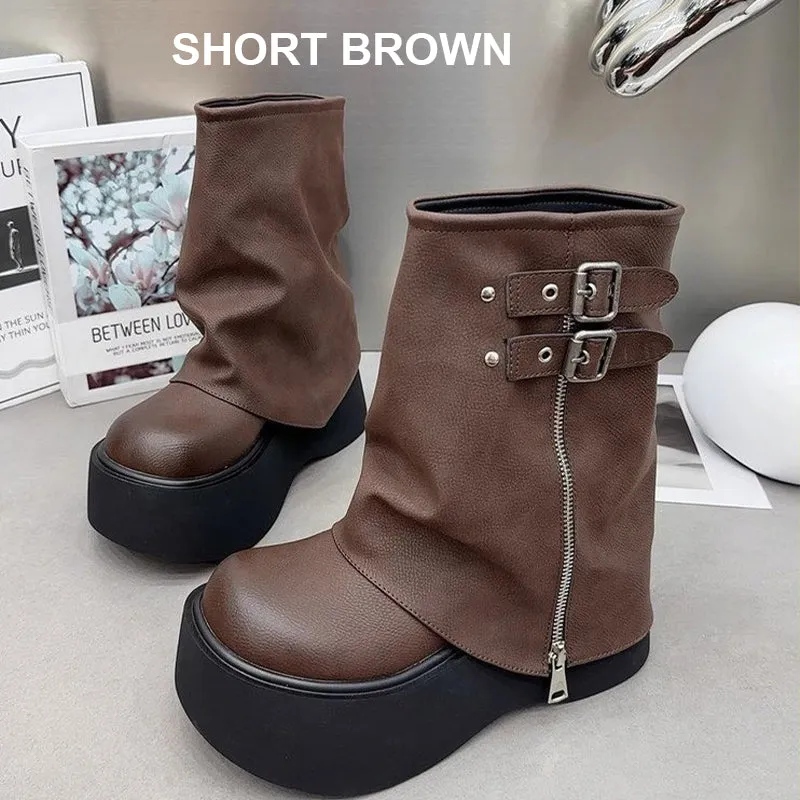 Women's Vintage Padded Thick Sole Boots